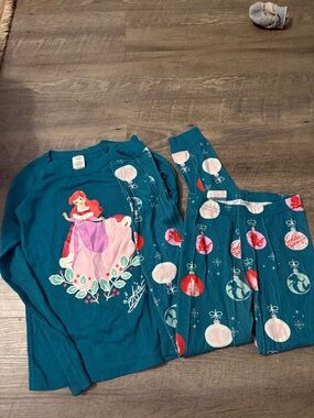 Disney Girls Teal Ariel Ornament Pajama Set